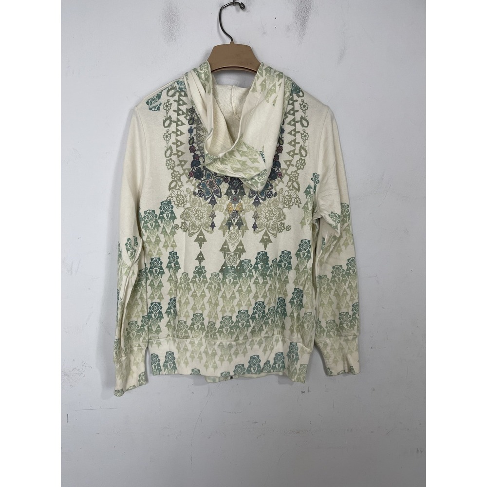 Mossimo Supply Co Womens Floral Full Zip Hoodie Green‎ Cream Size L